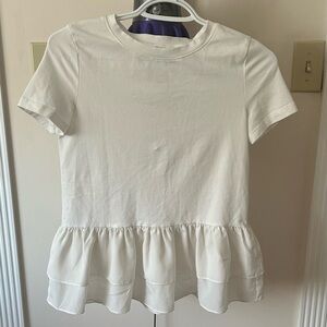 Kate Spade Broome Street Cream Flounce Ruffle Hem T-Shirt, Size XXS